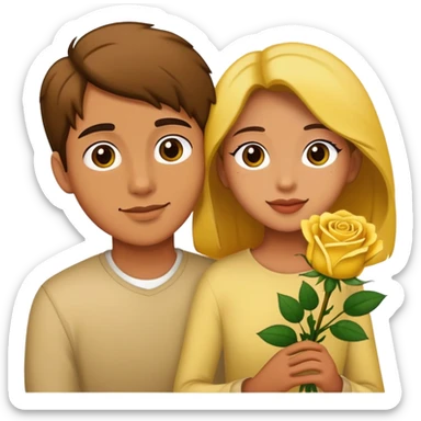 in love with my girlfriend and add yellow roses sticker