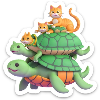 cat riding a turtle sticker
