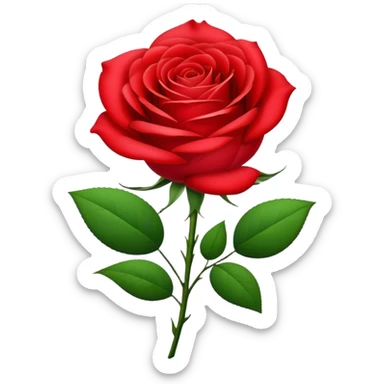 A beautiful red rose flower with green stem and leaves sticker