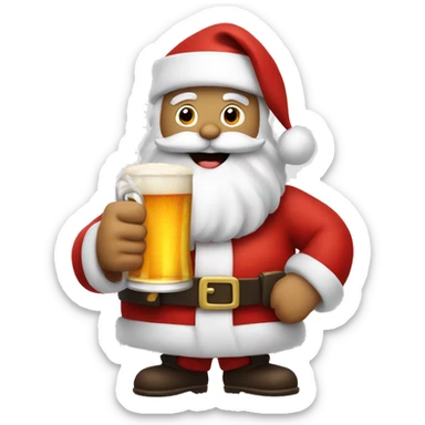 Santa holding a beer with a thumbs up  sticker