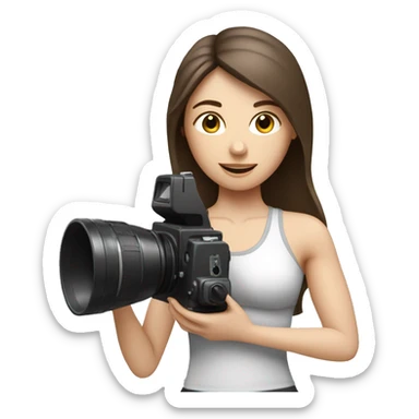 white brunette Pilates  with camera in hand sticker