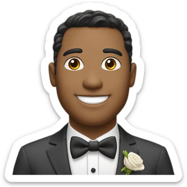 A mixed-race happy, good looking groom sticker