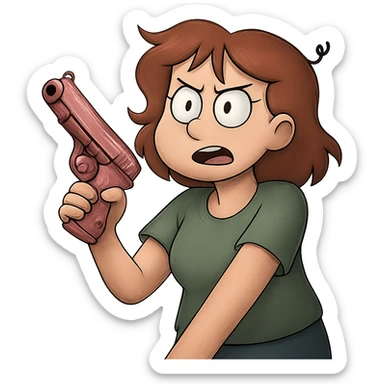 Make this pink toy pistol with heart details look more realistic with metallic textures and realistic lighting, keeping the background transparent. sticker