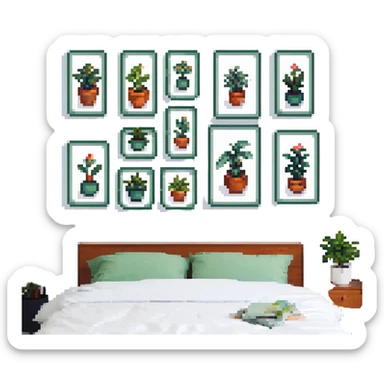 green bedroom plants with frames sticker