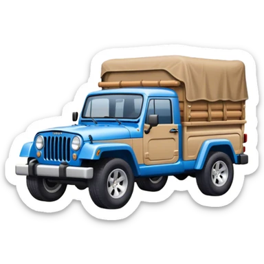 Blue jeep truck with trunk truck bed sticker