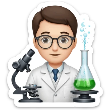 a victorian scientist carrying out an experiment with petri dish and microscope sticker