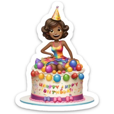 birthday girl on cake sticker