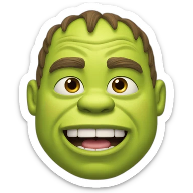 shrek with mouth widely open sticker