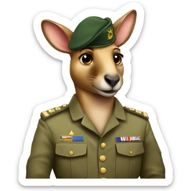A kangaroo in military uniform  sticker