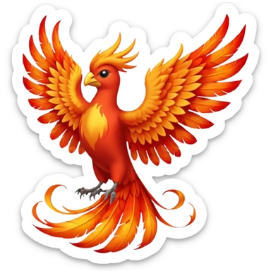 Phoenix force from marvel in a shape of flame bird towards screen with spread wings sticker