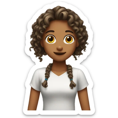 Girl with long curly hair hungry sticker