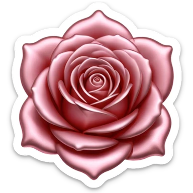 A rose emoji made of liquid silver metal minimalistic iOS emoji style, centered, sticker