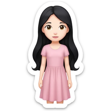 Long black hair girl with soft pink dress stand up sticker