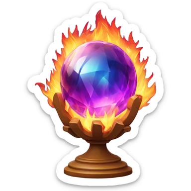 Crystal ball on fire sticker