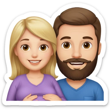 Una mujer embarazada y un hombre con barba  sticker