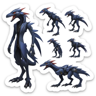 Full body Edgy Futuristic Mechanical Sergal-raptor-nargacuga-vernid sticker