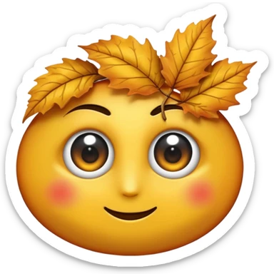 emoji, feuille d'érable couleur vermeille, deux yeux ronds noirs brillants sticker