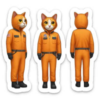 cat orange prison suit sticker