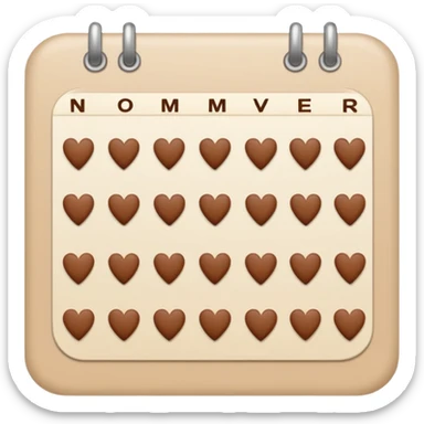.make a November  mini calendar with right brown hearts with cream colored dates wi rounded cornersI 
 sticker