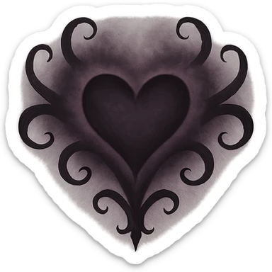 Dark mauve heart effect gothic sticker