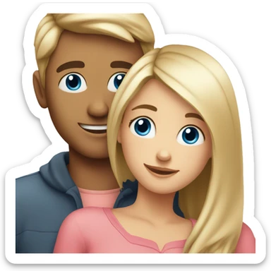 couple hug with warm smiles girl with blue eyes sticker