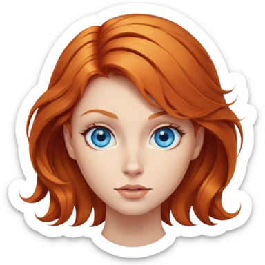 female ginger hair blue eyes centre of face turning in to a black swirl sticker