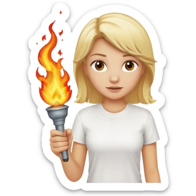 white tshirt blonde woman The torchbearer sticker