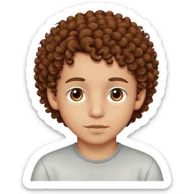 Light skinned boy with brown eyes and brown curly hair sticker