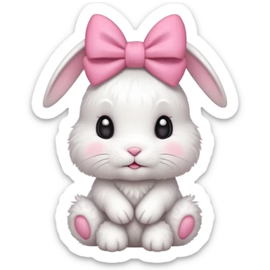 white bunny with pink bow on head sticker
