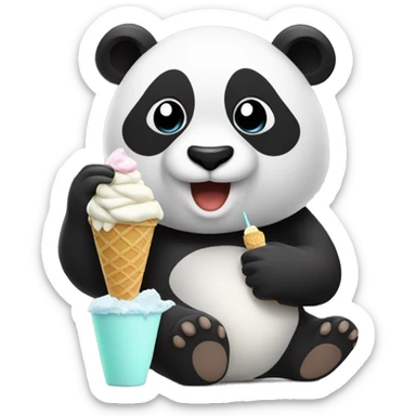 Panda eating ice cream sticker