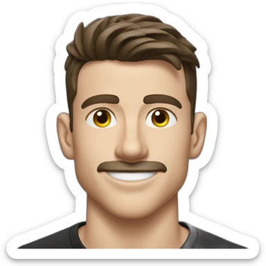 Mason mount wearing a black tshirt, profile picture, with stubble and mustache  sticker