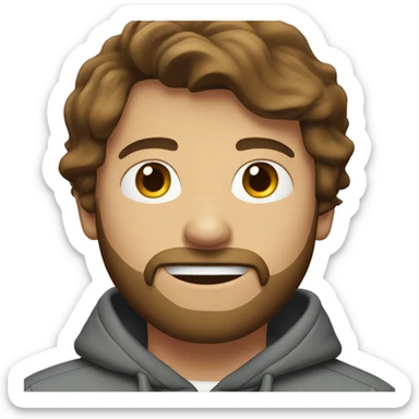 DARrBrown haired Guy with beard wearing a hoddie  sticker