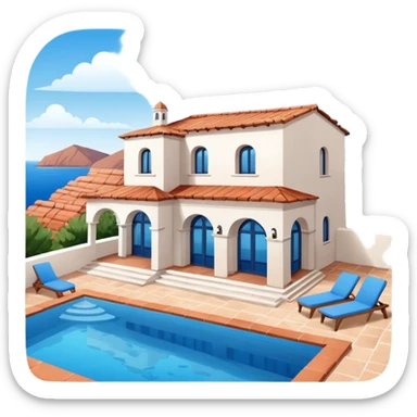 a villa with a pool sticker