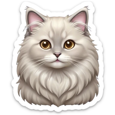 Cinematic Adorable Fluffy Grey Ragdoll Cat Portrait Emoji, Head tilted cutely with big, sparkling eyes, soft grey fur with lighter tones around the face and paws, Simplified yet irresistibly adorable features, highly detailed, glowing with a soft, warm glow, high shine, affectionate and playful, stylized with a touch of whimsy, bright and endearing, soft glowing outline, capturing the essence of a curious and loving kitten, so cute it feels like it could leap out of the screen and snuggle up for a cuddle! sticker