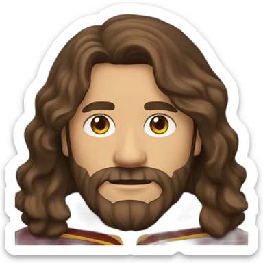 long brown haired bearded man in gryffindor hogwarts robes sticker