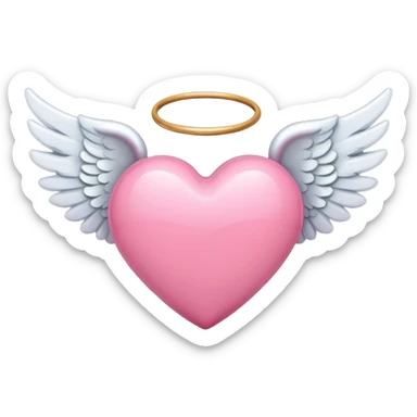 Pink heart with angel wings sticker