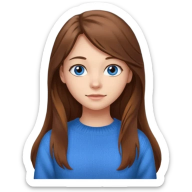 high school class room with a pretty female high school student with long brown hair, blue eyes sitting in front of the blackboard sticker