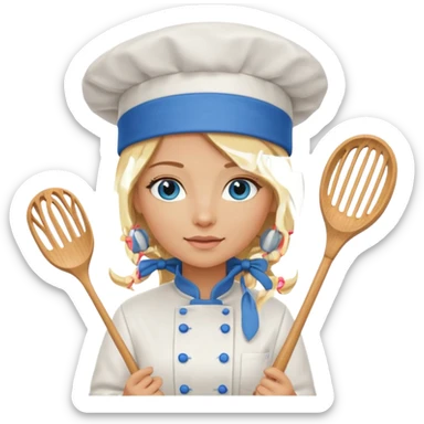 Sexy Long Blonde hair blue eyed female chef sticker