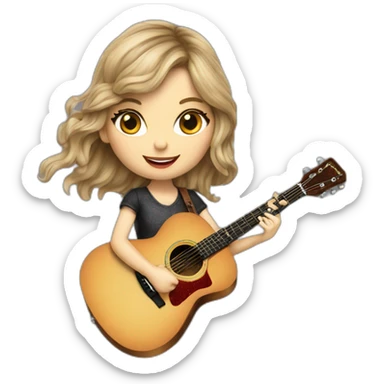 Taylor swift playing guitar - signed sticker