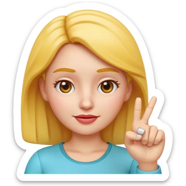 Apple-style 3D emoji of a cartoon woman pointing to her forehead with one finger, friendly expression, clean and colorful design, no background. sticker