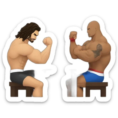 jason momoa and the rock doing arm wrestling sticker