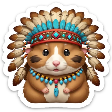 hamster in a Native American costume sticker