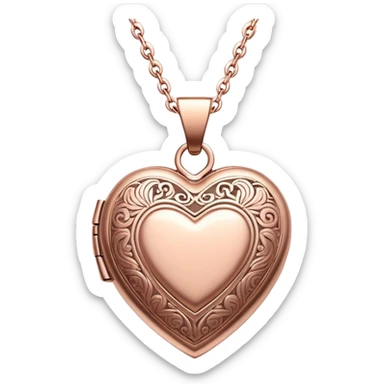 Rose gold heart locket with decorative details sticker