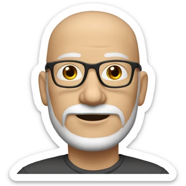 portrait of white male, 45 years old, bald, with black-framed eyeglasses with a thinner frame, and slightly graying red whiskers - not a full beard.   sticker