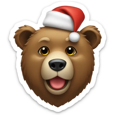 bear with christmas hat sticker