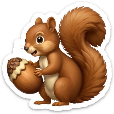 Squirrel bite giant acorn, panic sticker