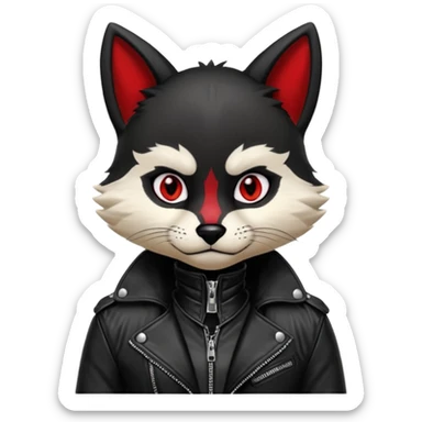 Anthropomorphic Anthro Furry punky gothic black white and red badass cool stylish handsome smexy Animal-furry-fursona sticker