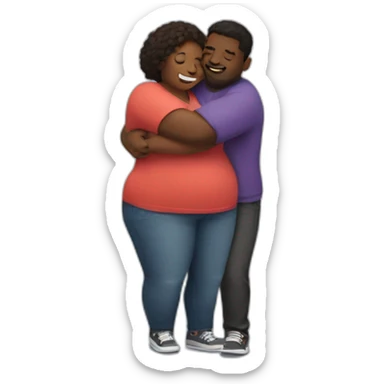 overweight black couple hugging sticker