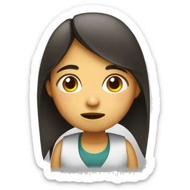 Tired Girl doing math sticker