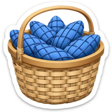 Basket with blue velvet fabric sticker